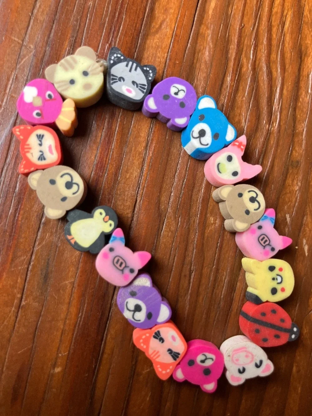 🌈 Set of 4 Handmade Y2K Polymer Clay Bead Bracelets | Kawaii Fruit & Floral